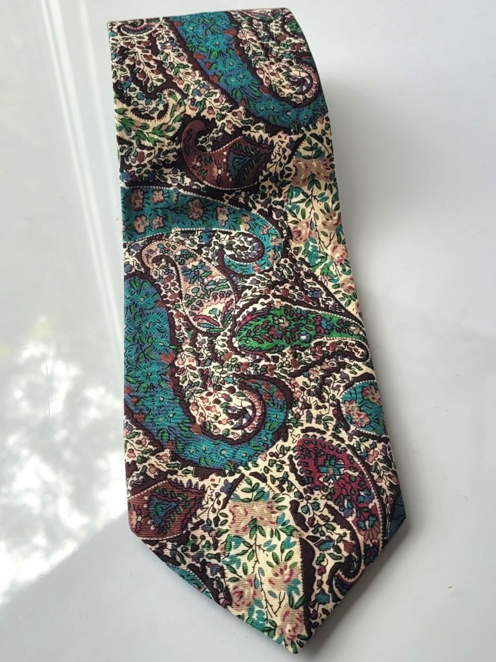 Liberty Tara Cotton Green Paisley Tie